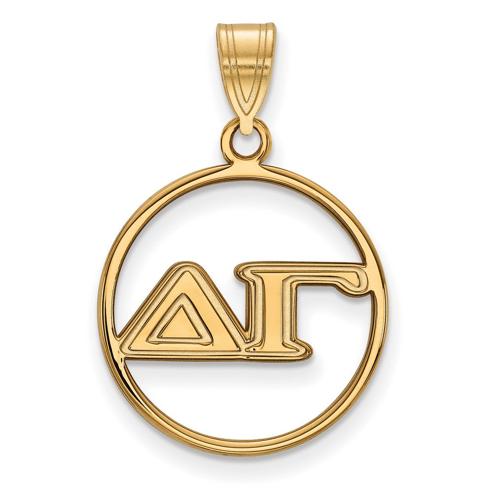 Vergoldet Sterlingsilber Logoart Delta Gamma Sorority Greek Buchstaben Mittel Kreis Anhänger