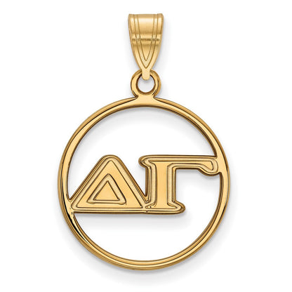 Vergoldet Sterlingsilber Logoart Delta Gamma Sorority Greek Buchstaben Mittel Kreis Anhänger