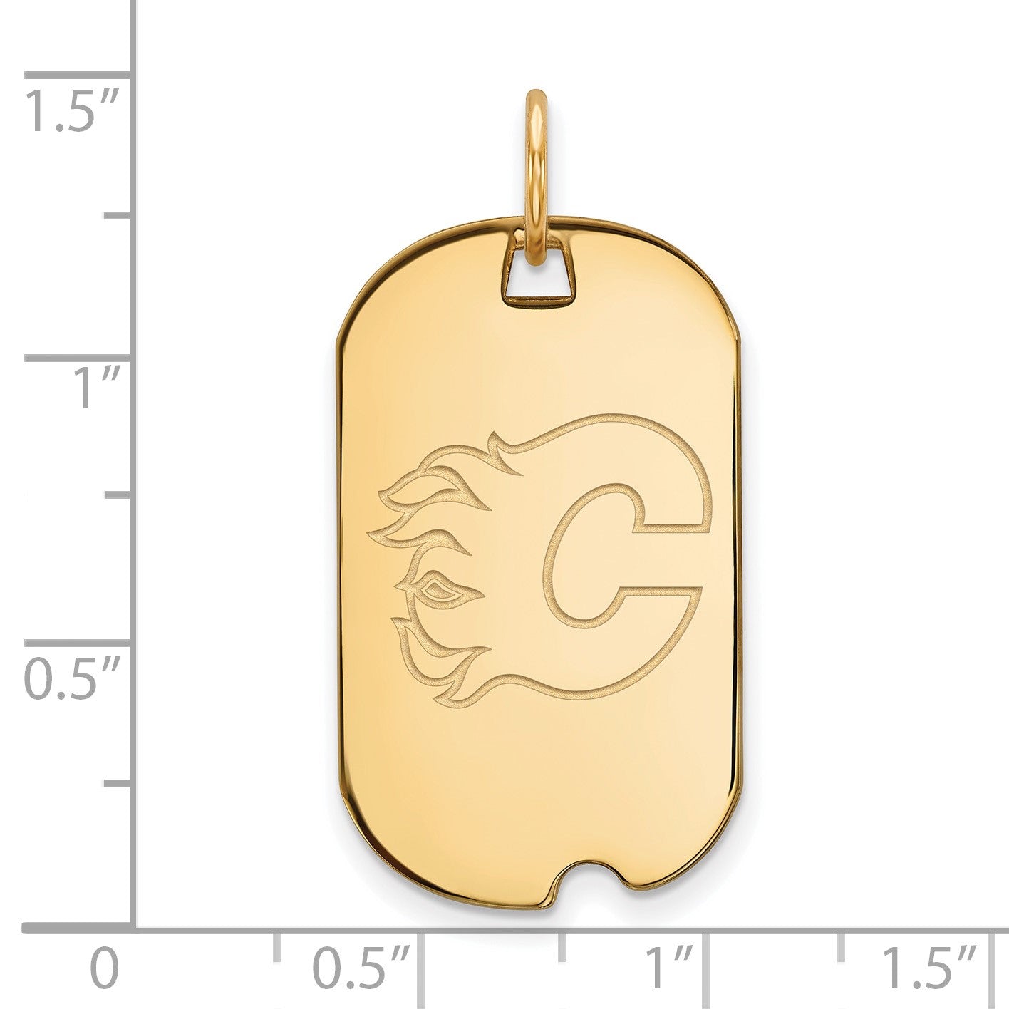 Vergoldet Sterlingsilber Nhl Logoart Calgary Flames Klein Erkennungsmarke Anhänger