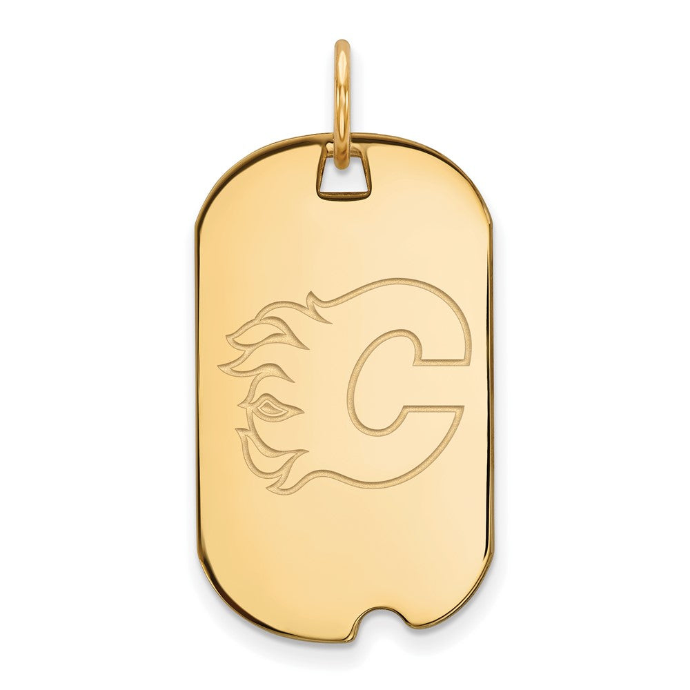 Vergoldet Sterlingsilber Nhl Logoart Calgary Flames Klein Erkennungsmarke Anhänger