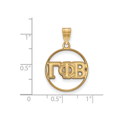Vergoldet Sterlingsilber Logoart Gamma Phi Beta Sorority Greek Buchstaben Mittel Kreis Anhänger