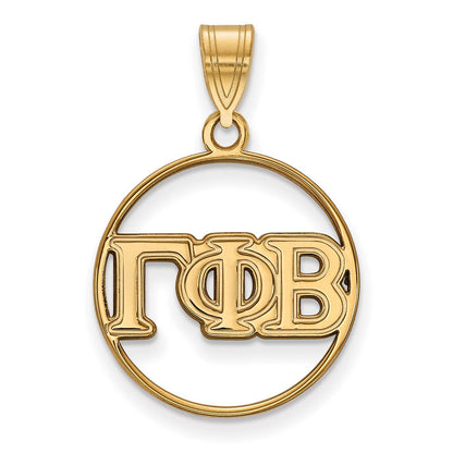 Vergoldet Sterlingsilber Logoart Gamma Phi Beta Sorority Greek Buchstaben Mittel Kreis Anhänger