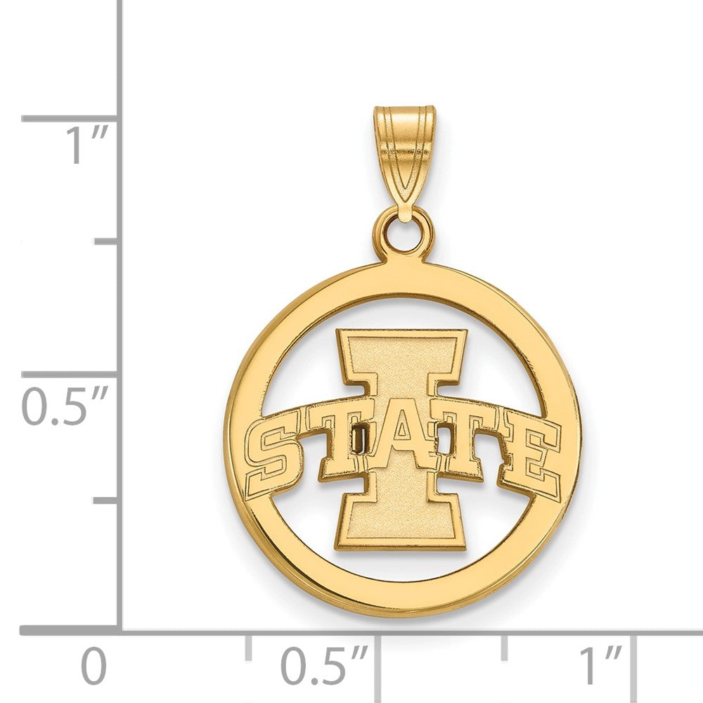 Vergoldet Sterlingsilber Logoart Iowa State University Mittel Kreis Anhänger