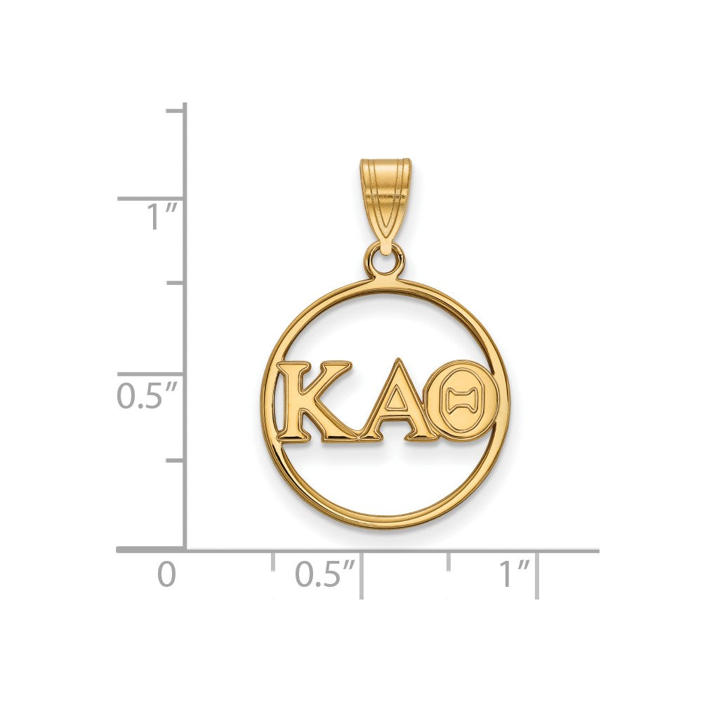 Vergoldet Sterlingsilber Logoart Kappa Alpha Theta Sorority Greek Buchstaben Mittel Kreis Anhänger