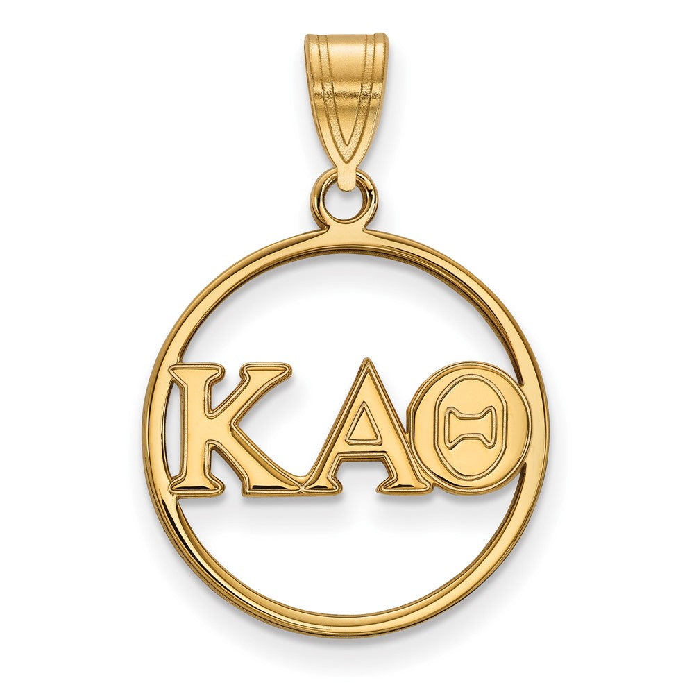 Vergoldet Sterlingsilber Logoart Kappa Alpha Theta Sorority Greek Buchstaben Mittel Kreis Anhänger