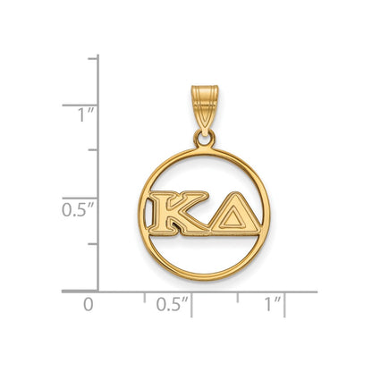Vergoldet Sterlingsilber Logoart Kappa Delta Sorority Greek Buchstaben Mittel Kreis Anhänger