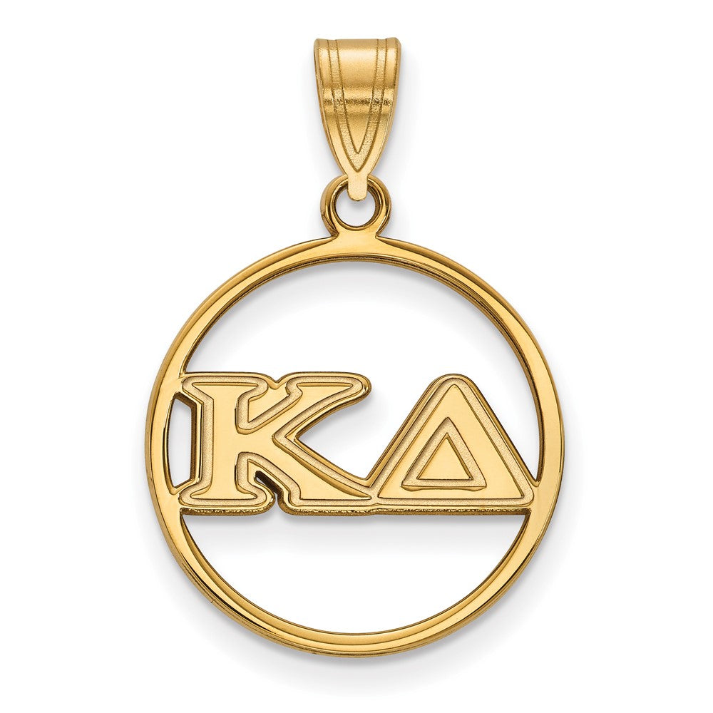 Vergoldet Sterlingsilber Logoart Kappa Delta Sorority Greek Buchstaben Mittel Kreis Anhänger