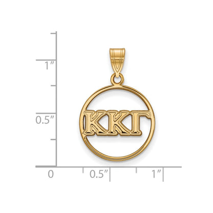 Vergoldet Sterlingsilber Logoart Kappa Gamma Sorority Greek Buchstaben Mittel Kreis Anhänger