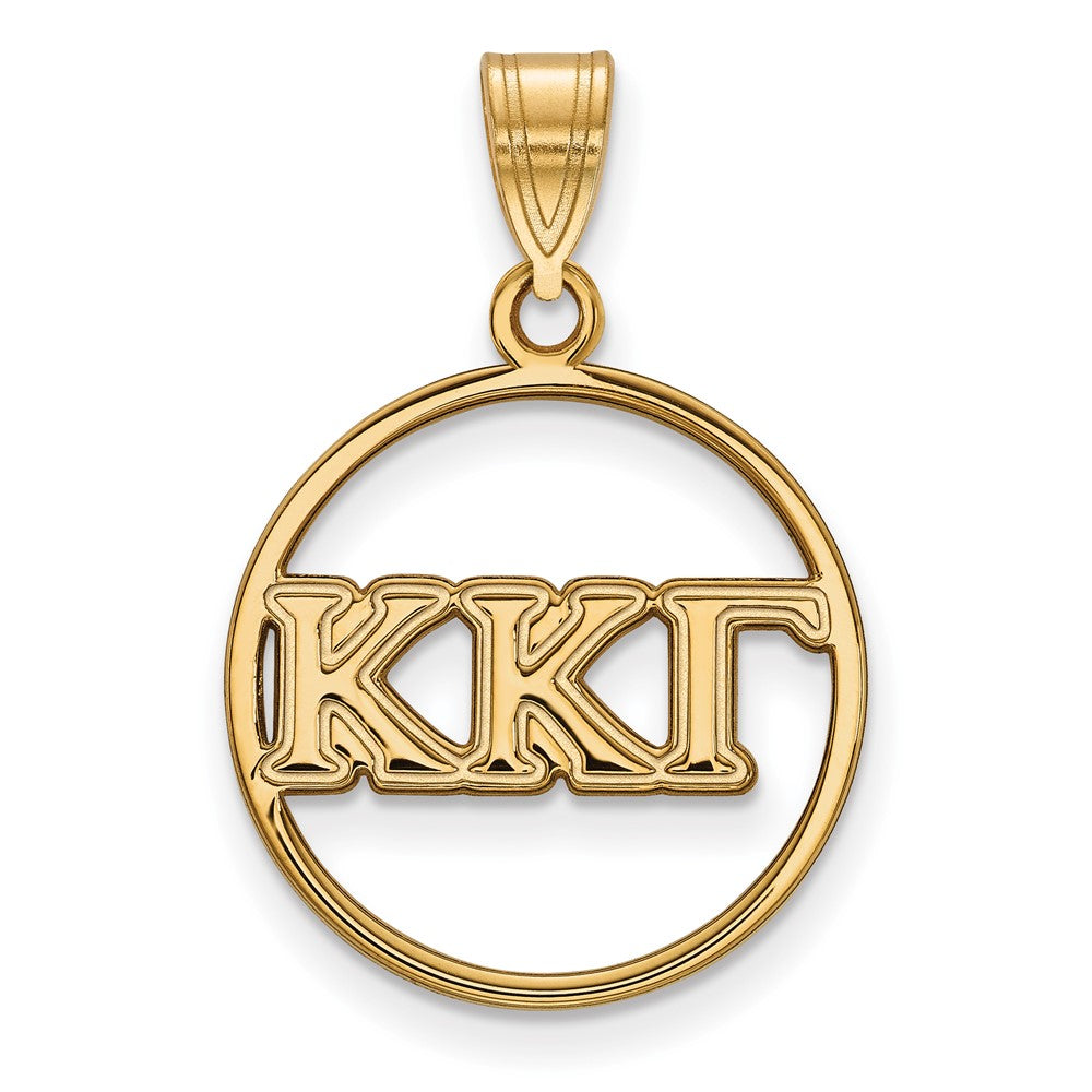 Vergoldet Sterlingsilber Logoart Kappa Gamma Sorority Greek Buchstaben Mittel Kreis Anhänger