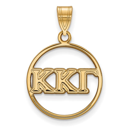 Vergoldet Sterlingsilber Logoart Kappa Gamma Sorority Greek Buchstaben Mittel Kreis Anhänger