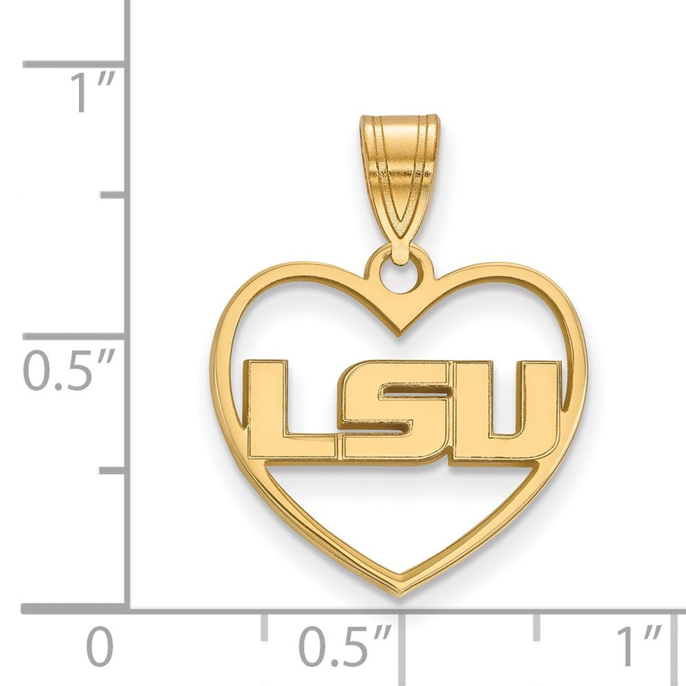 Vergoldet Sterlingsilber Logoart Louisiana State University L S U Herz Anhänger