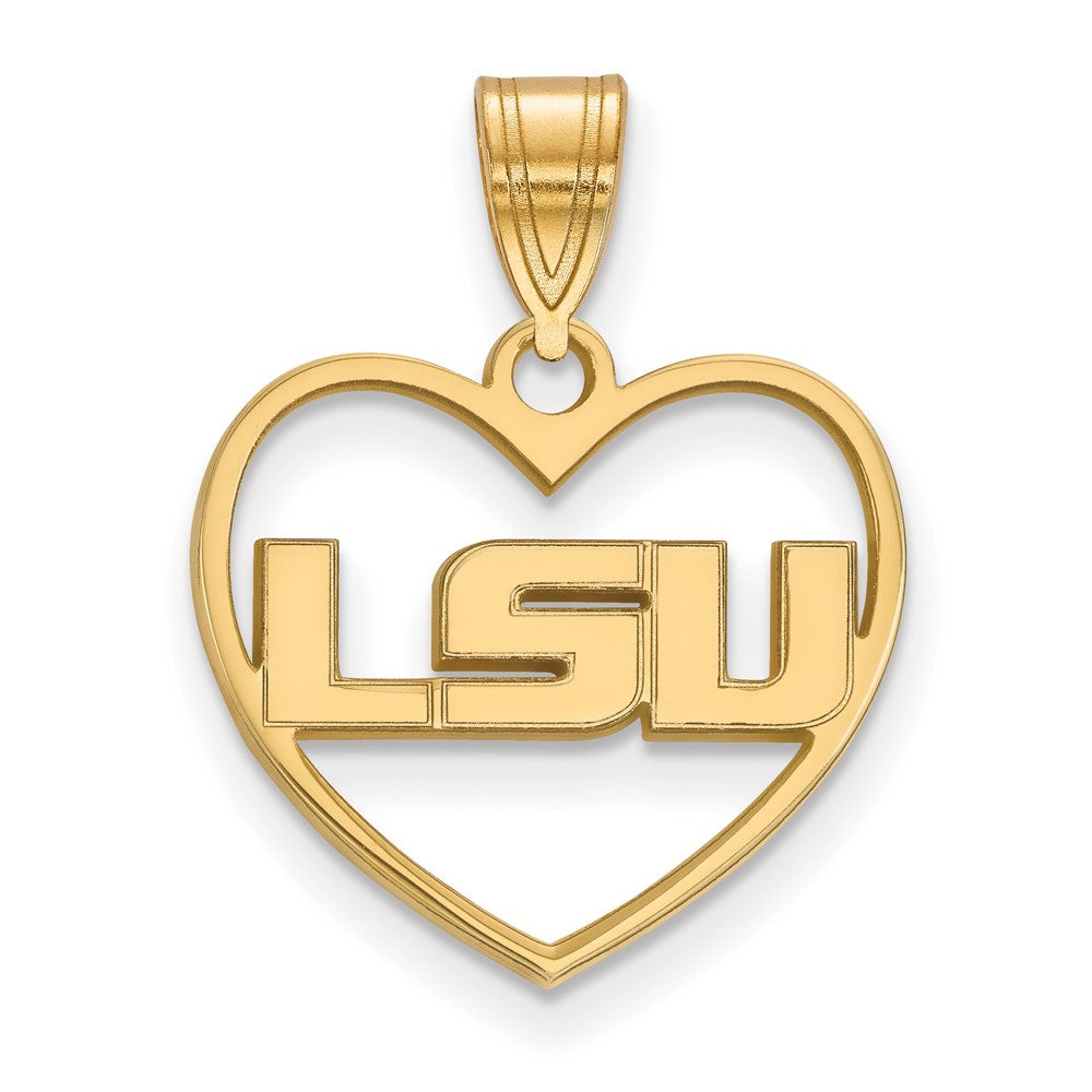 Vergoldet Sterlingsilber Logoart Louisiana State University L S U Herz Anhänger