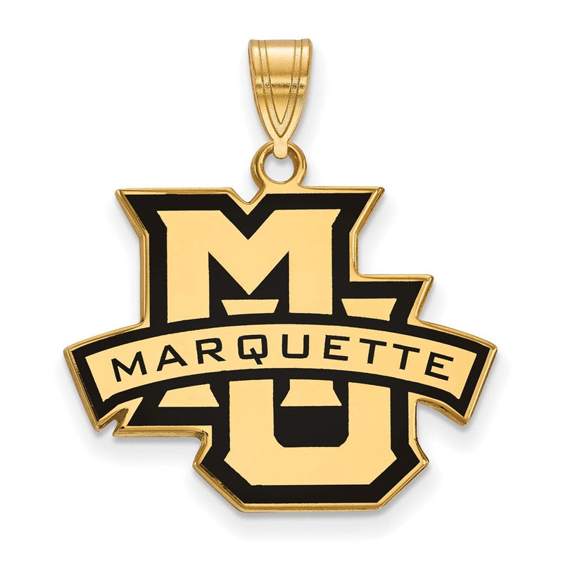 Vergoldet Sterlingsilber Logoart Marquette University Groß Emailliert Anhänger