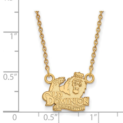 Vergoldet Sterlingsilber Logoart Old Dominion University Klein Anhänger 18 Zoll Halskette