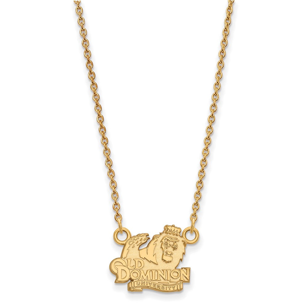 Vergoldet Sterlingsilber Logoart Old Dominion University Klein Anhänger 18 Zoll Halskette