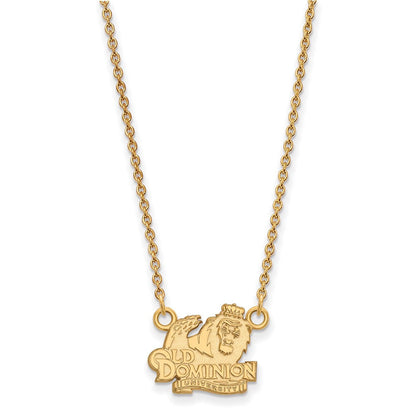 Vergoldet Sterlingsilber Logoart Old Dominion University Klein Anhänger 18 Zoll Halskette