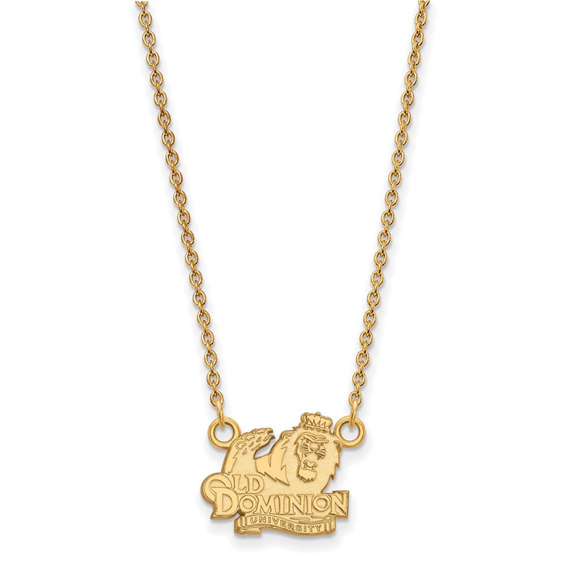 Vergoldet Sterlingsilber Logoart Old Dominion University Klein Anhänger 18 Zoll Halskette