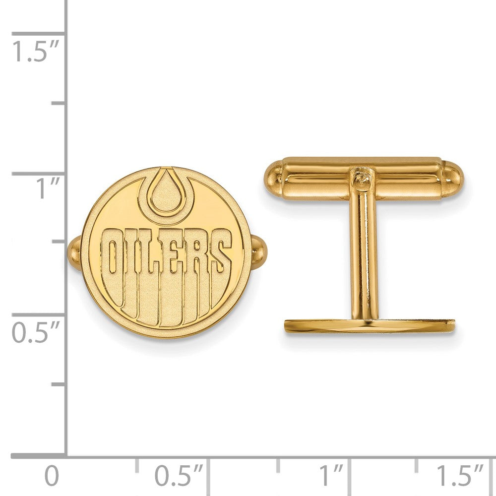 14K Gelbgold Gold Nhl Logoart Edmonton Oilers Manschette Knöpfe