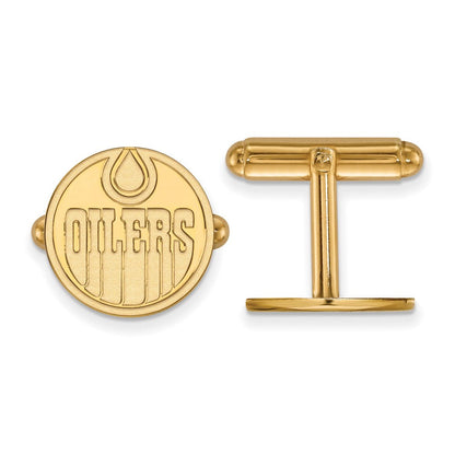 14K Gelbgold Gold Nhl Logoart Edmonton Oilers Manschette Knöpfe
