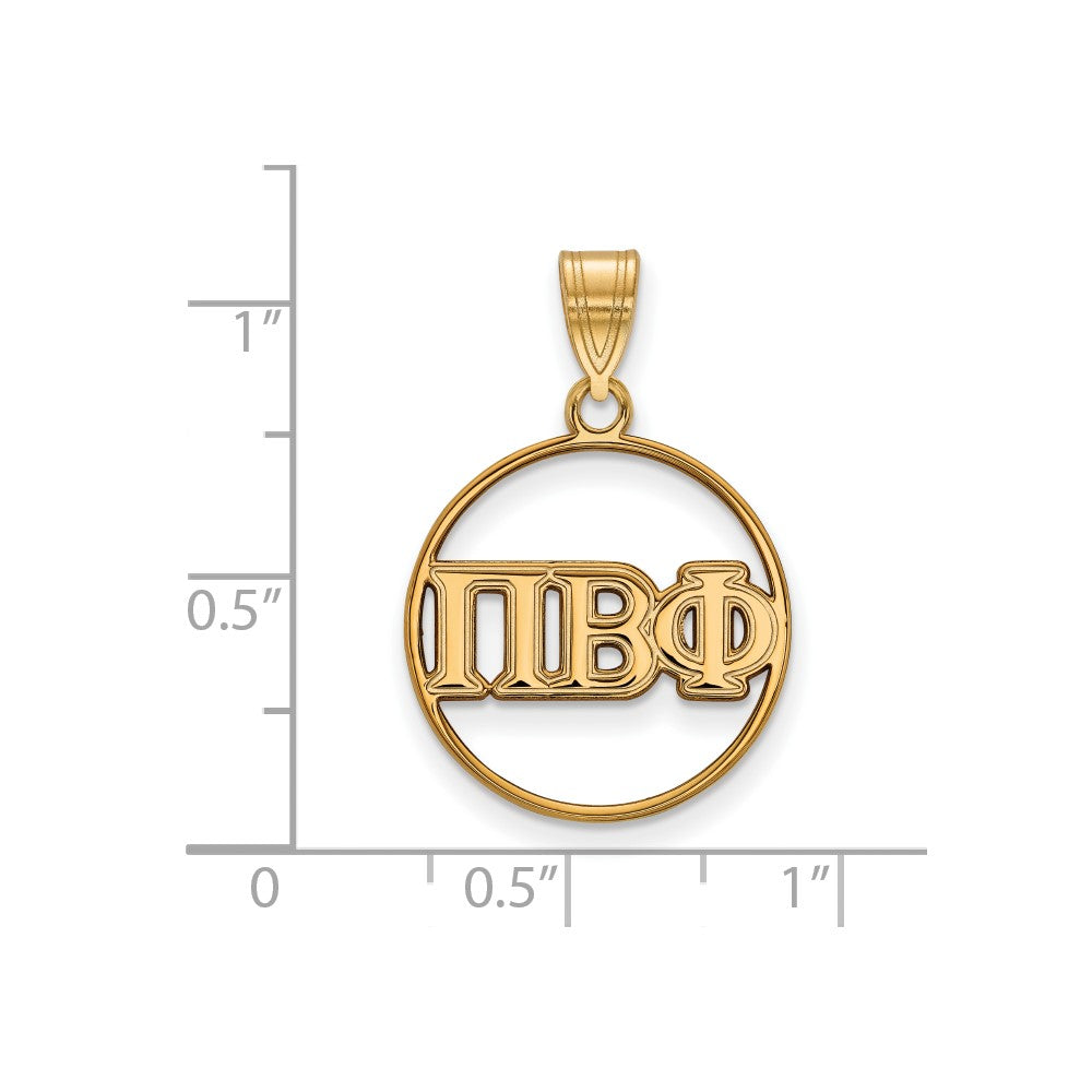 Vergoldet Sterlingsilber Logoart Pi Beta Phi Sorority Greek Buchstaben Mittel Kreis Anhänger