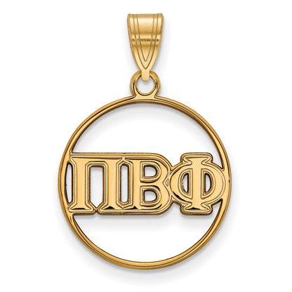 Vergoldet Sterlingsilber Logoart Pi Beta Phi Sorority Greek Buchstaben Mittel Kreis Anhänger
