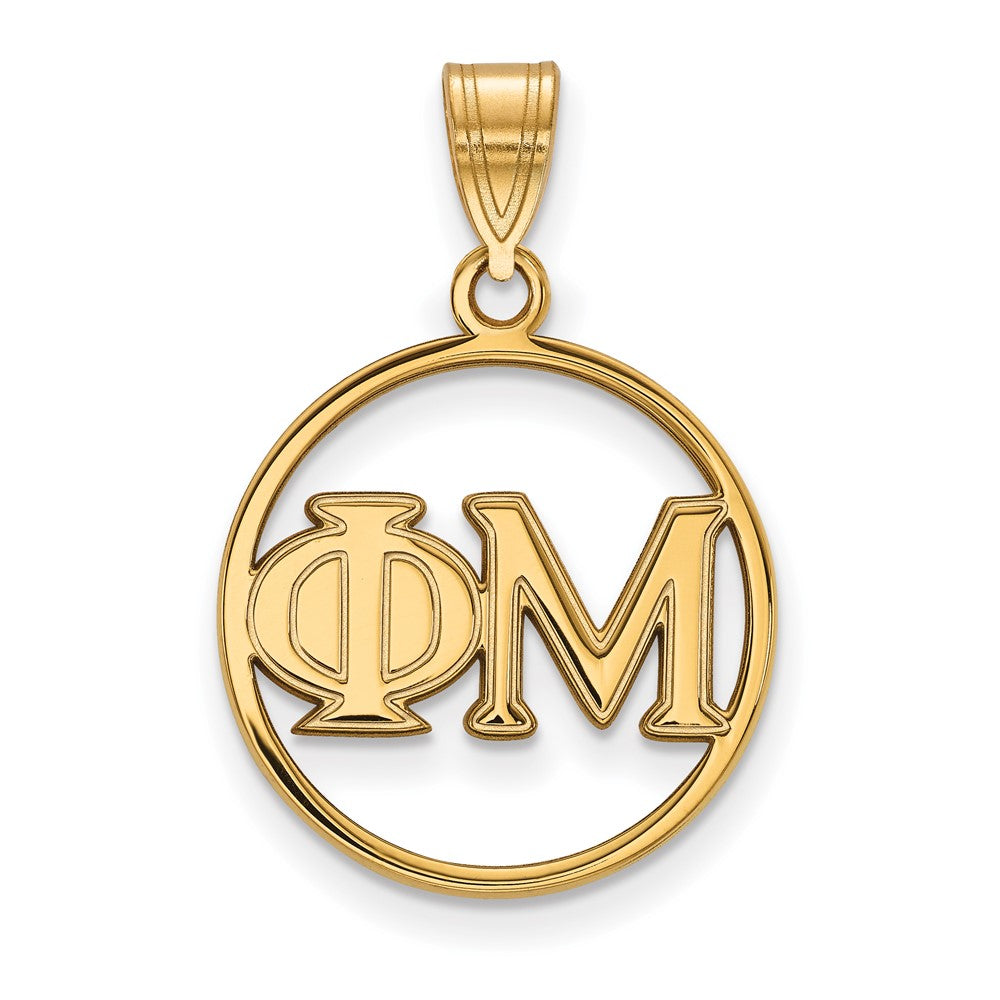 Vergoldet Sterlingsilber Logoart Phi Mu Sorority Greek Buchstaben Mittel Kreis Anhänger