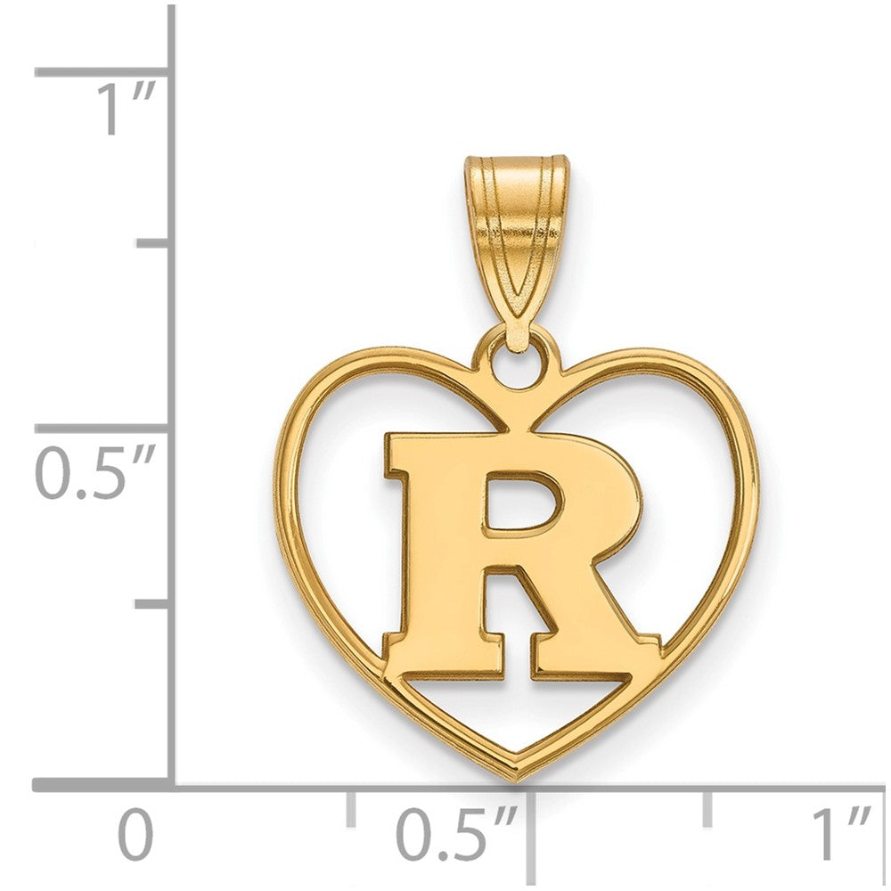 Vergoldet Sterlingsilber Logoart Rutgers University Buchstabe R Herz Anhänger