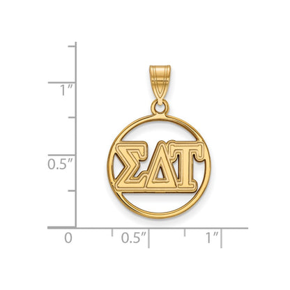 Vergoldet Sterlingsilber Logoart Sigma Delta Tau Sorority Greek Buchstaben Mittel Kreis Anhänger
