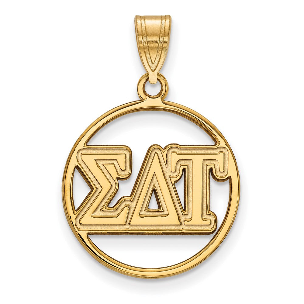 Vergoldet Sterlingsilber Logoart Sigma Delta Tau Sorority Greek Buchstaben Mittel Kreis Anhänger
