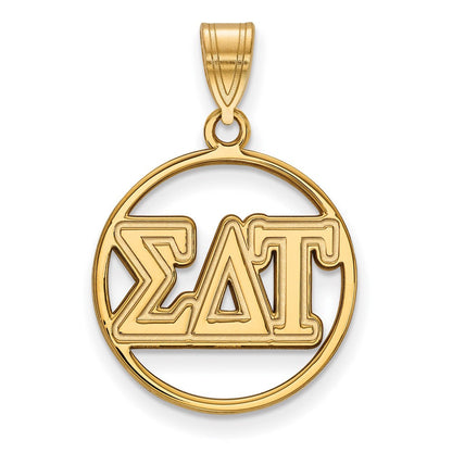 Vergoldet Sterlingsilber Logoart Sigma Delta Tau Sorority Greek Buchstaben Mittel Kreis Anhänger