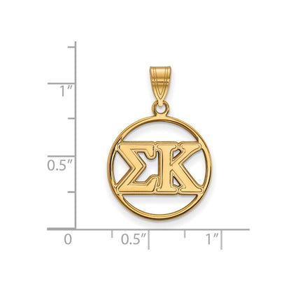 Vergoldet Sterlingsilber Logoart Sigma Kappa Sorority Greek Buchstaben Mittel Kreis Anhänger
