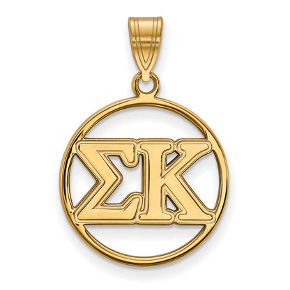 Vergoldet Sterlingsilber Logoart Sigma Kappa Sorority Greek Buchstaben Mittel Kreis Anhänger