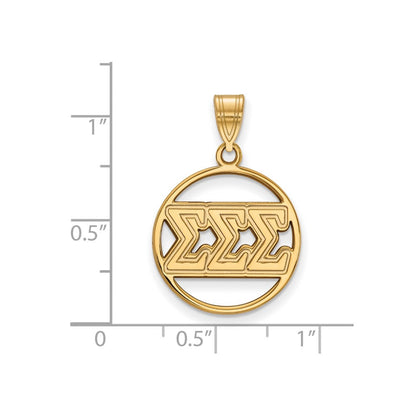 Vergoldet Sterlingsilber Logoart Sigma Sorority Greek Buchstaben Mittel Kreis Anhänger