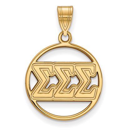 Vergoldet Sterlingsilber Logoart Sigma Sorority Greek Buchstaben Mittel Kreis Anhänger