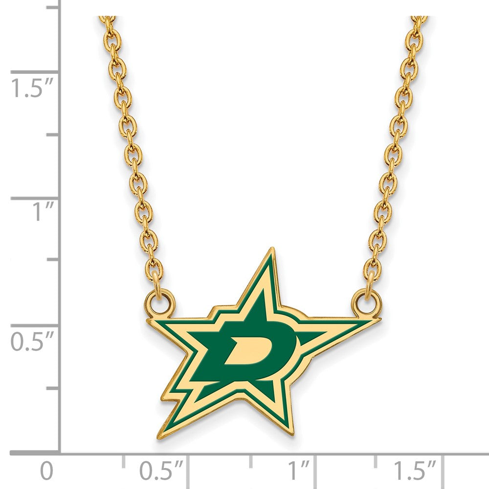 Vergoldet Sterlingsilber Nhl Logoart Dallas Sterne Groß Emailliert Anhänger 18 Zoll Halskette