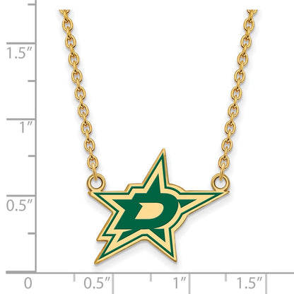 Vergoldet Sterlingsilber Nhl Logoart Dallas Sterne Groß Emailliert Anhänger 18 Zoll Halskette