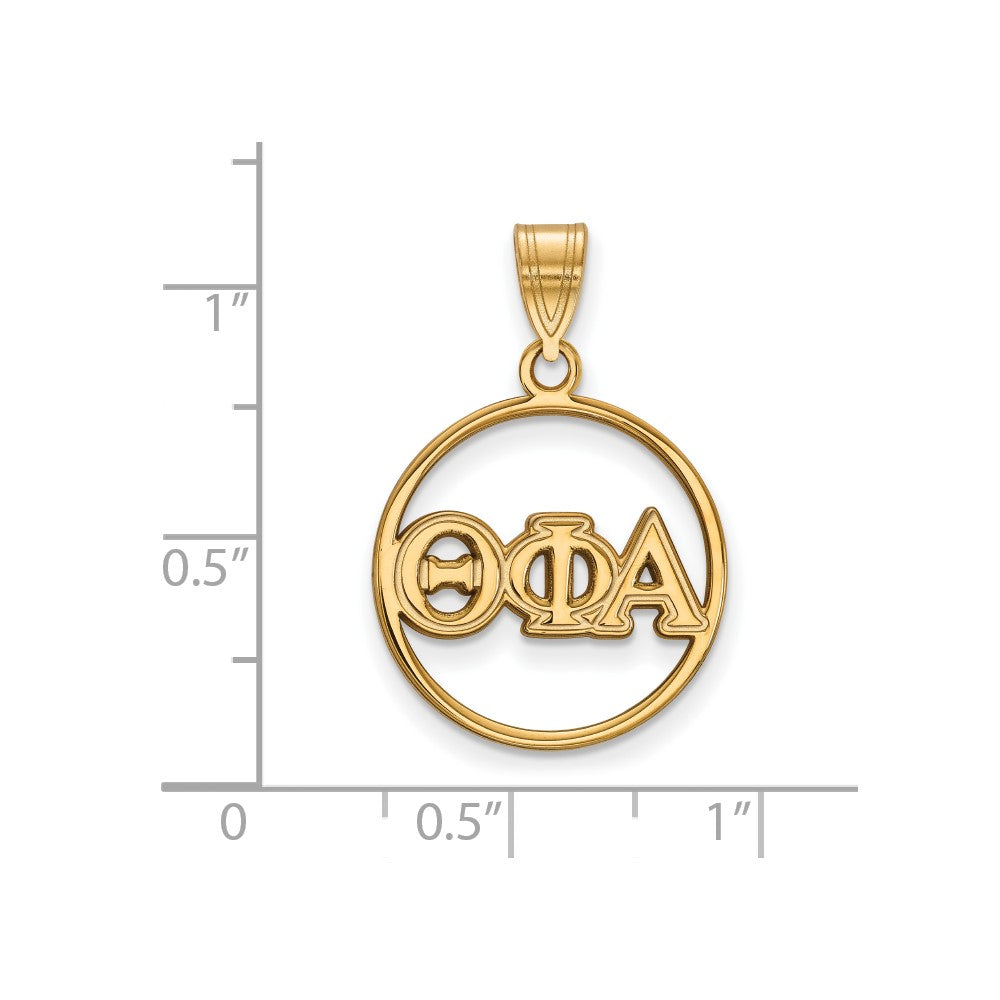 Vergoldet Sterlingsilber Logoart Theta Phi Alpha Sorority Greek Buchstaben Mittel Kreis Anhänger