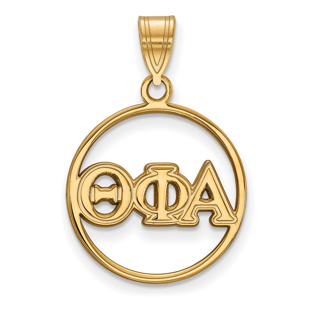 Vergoldet Sterlingsilber Logoart Theta Phi Alpha Sorority Greek Buchstaben Mittel Kreis Anhänger