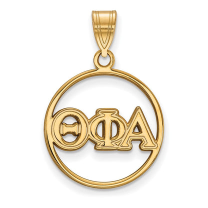 Vergoldet Sterlingsilber Logoart Theta Phi Alpha Sorority Greek Buchstaben Mittel Kreis Anhänger