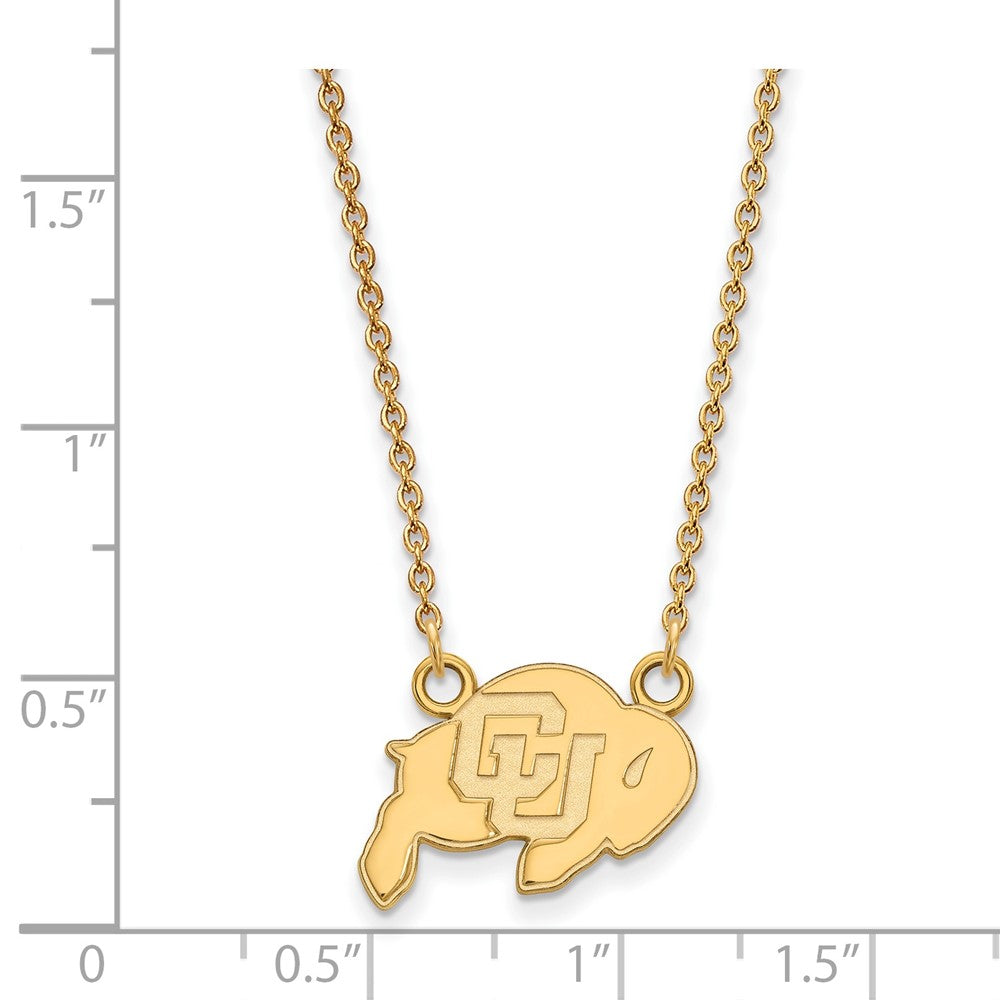 Vergoldet Sterlingsilber Logoart University Of Colorado Buffalo Klein Anhänger 18 Zoll Halskette
