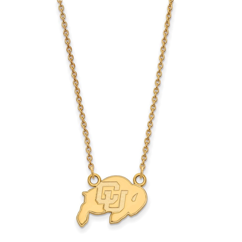 Vergoldet Sterlingsilber Logoart University Of Colorado Buffalo Klein Anhänger 18 Zoll Halskette