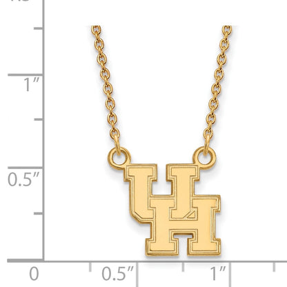 Vergoldet Sterlingsilber Logoart University Of Houston U H Klein Anhänger 18 Zoll Halskette