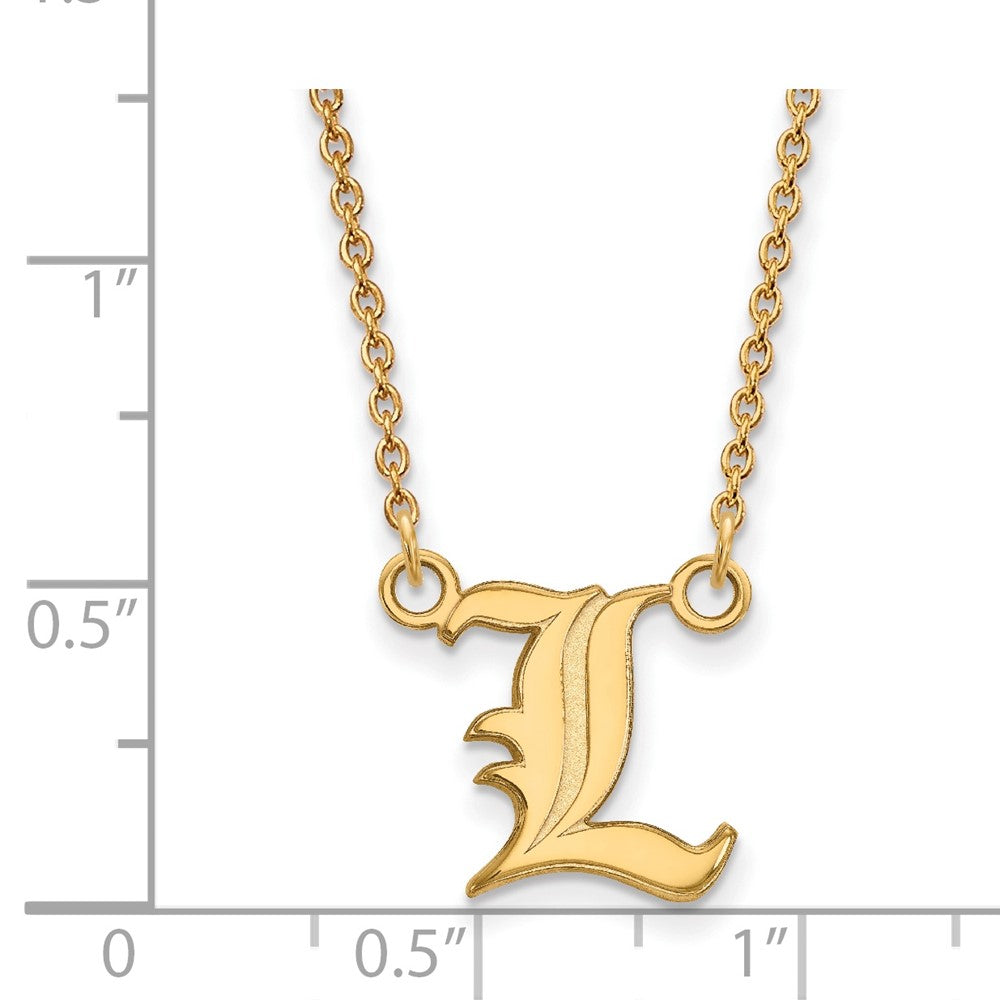 Vergoldet Sterlingsilber Logoart University Of Louisville Buchstabe L Klein Anhänger 18 Zoll Halskette