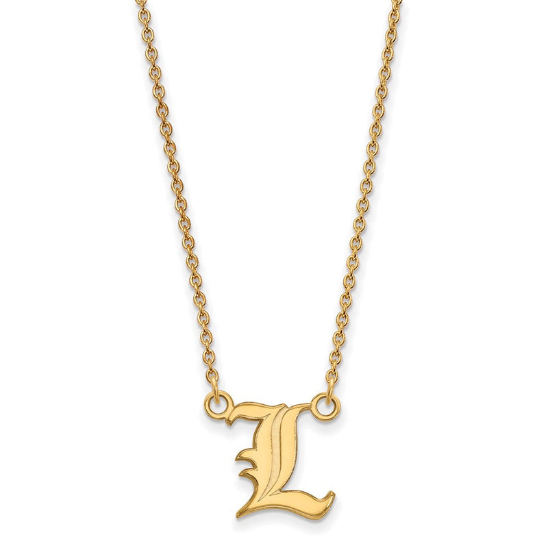 10K Gelbgold Logoart University Of Louisville Buchstabe L Klein Anhänger 18 Zoll Halskette