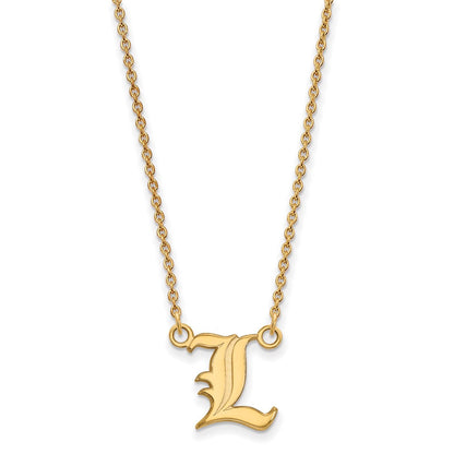 Vergoldet Sterlingsilber Logoart University Of Louisville Buchstabe L Klein Anhänger 18 Zoll Halskette