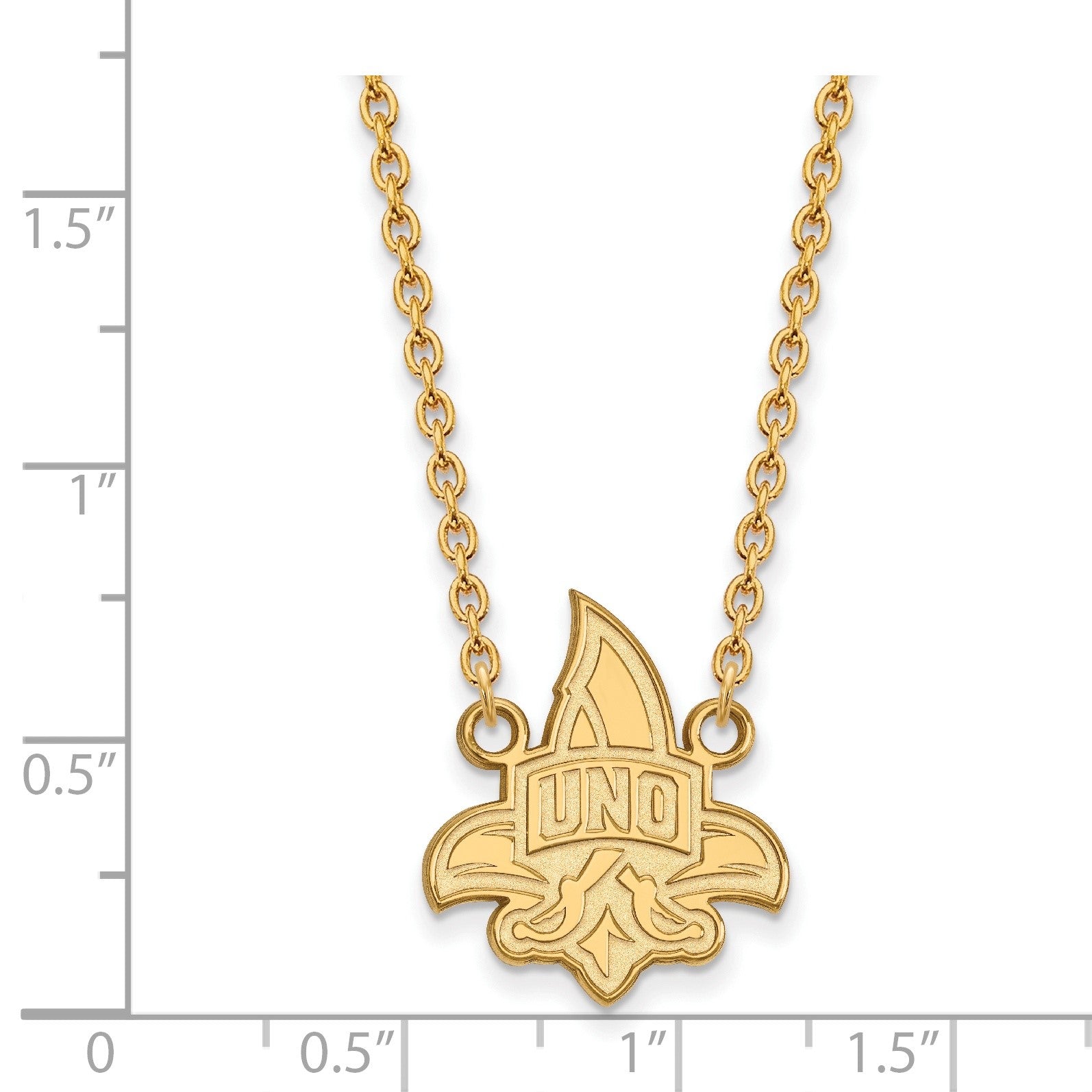 Vergoldet Sterlingsilber Logoart University Of New Orleans U N O Groß Anhänger 18 Zoll Halskette