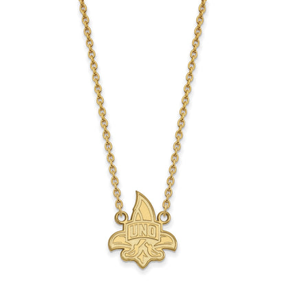 Vergoldet Sterlingsilber Logoart University Of New Orleans U N O Groß Anhänger 18 Zoll Halskette