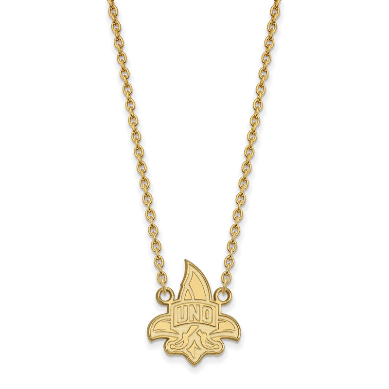 Vergoldet Sterlingsilber Logoart University Of New Orleans U N O Groß Anhänger 18 Zoll Halskette