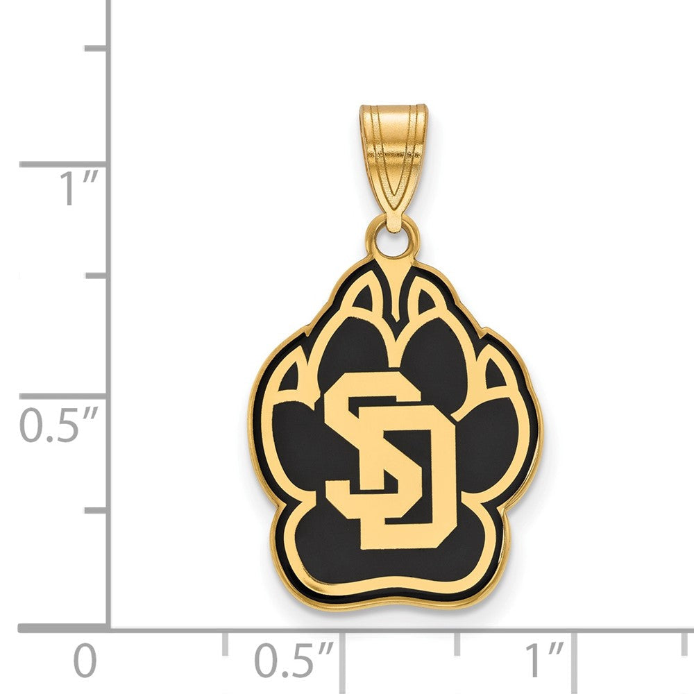Vergoldet Sterlingsilber Logoart University Of South Dakota Groß Emailliert Anhänger