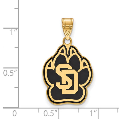 Vergoldet Sterlingsilber Logoart University Of South Dakota Groß Emailliert Anhänger